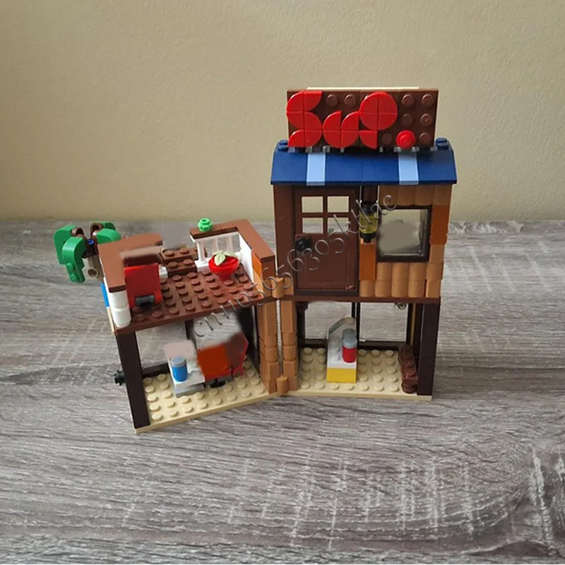 บ้านติดตั้งบนถนนริมชายหาด 231 ชิ้น ชุดตัวต่อแบบโมดูลาร์ MOC ปรับแต่งได้ รุ่นยอดนิยม ประกอบง่าย สร้างสรรค์ ของเล่น DIY ของขวัญ