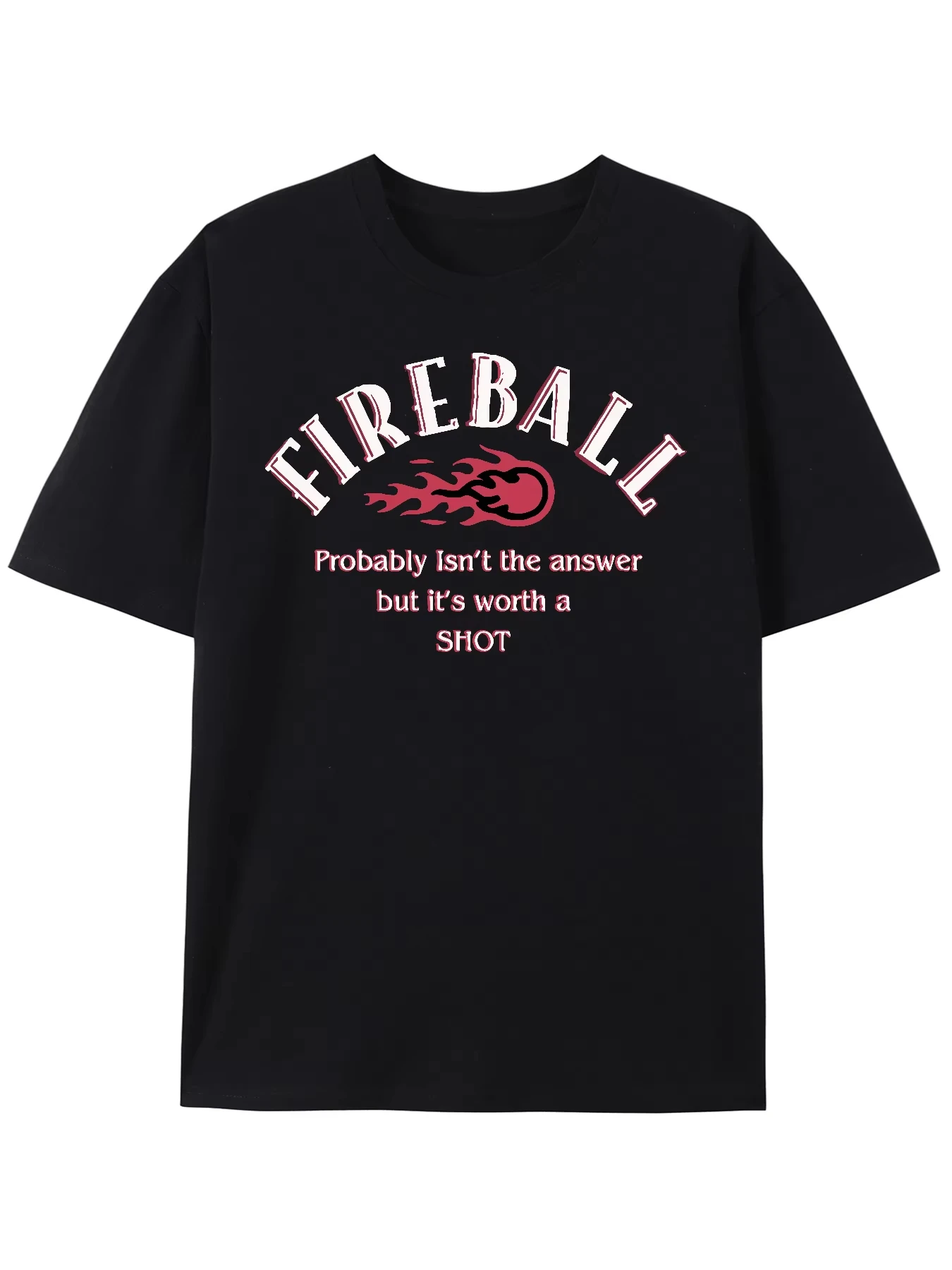 

Retro "FIREBALL" Graphic Men's T-Shirt Cotton Casual Streetwear Unique Flame Design Summer Outings & Sports