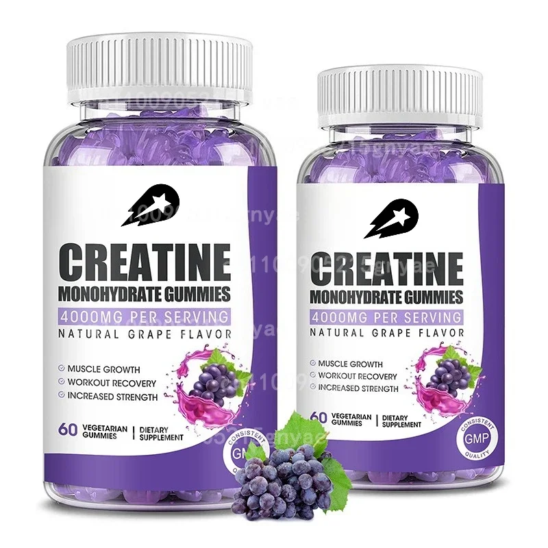 

Creatine Monohydrate Gummies - For Men & Women - Sugar-Free, Vegetarian - Boosts Muscle Strength & Energy