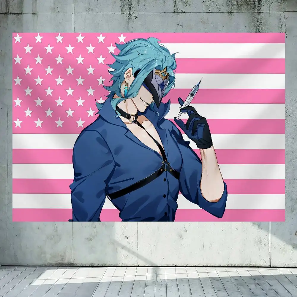 Dottore Genshin Impact America 150x200cm 60x90cm Flag Decoration Outdoor Picnic Party Home Camping Party Art Hanging Banner