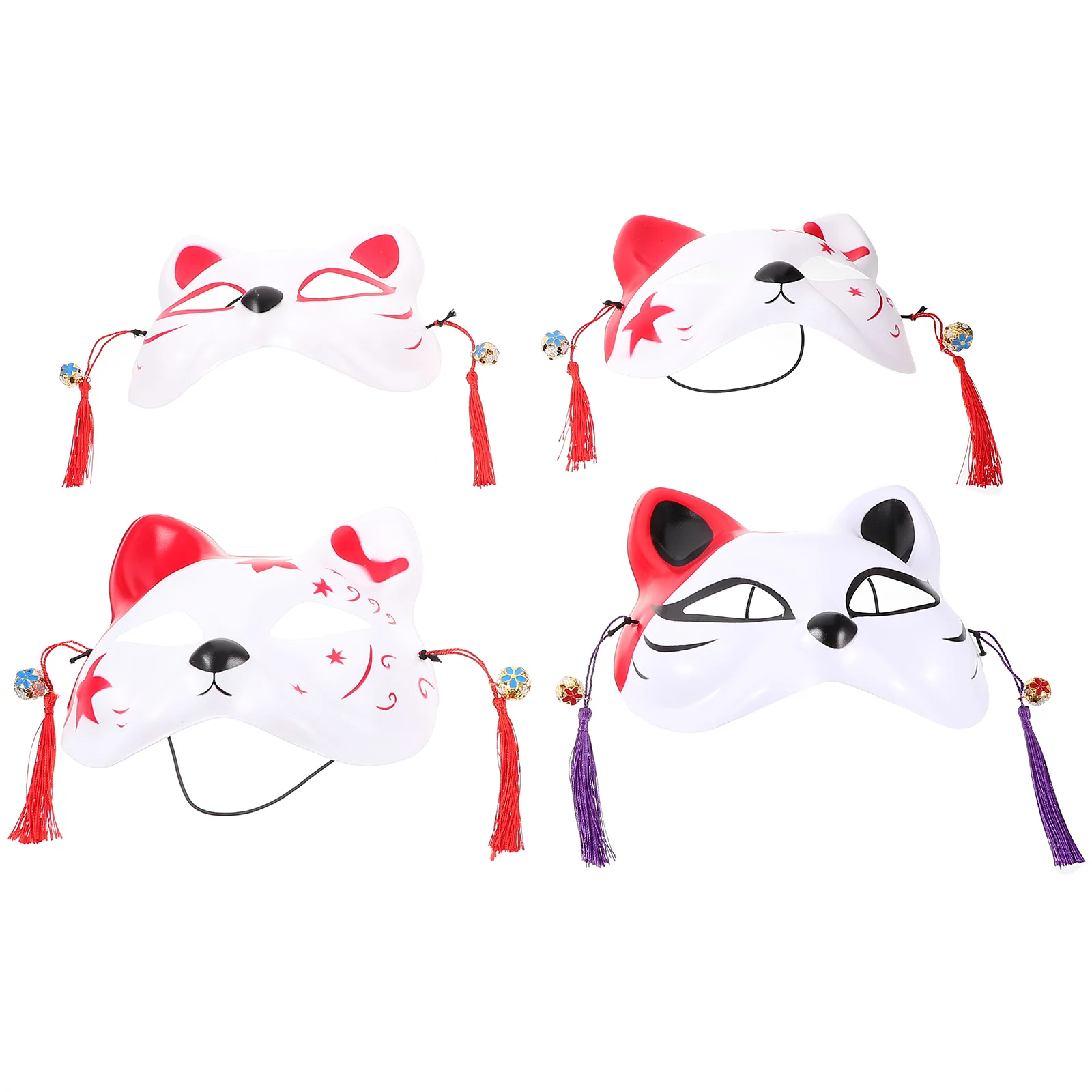 

4Pcs Cosplay Cat Mask Half Face Cover for Party Festival Masquerade Event Creative Funny Animal Design Comfortable One Size Fits