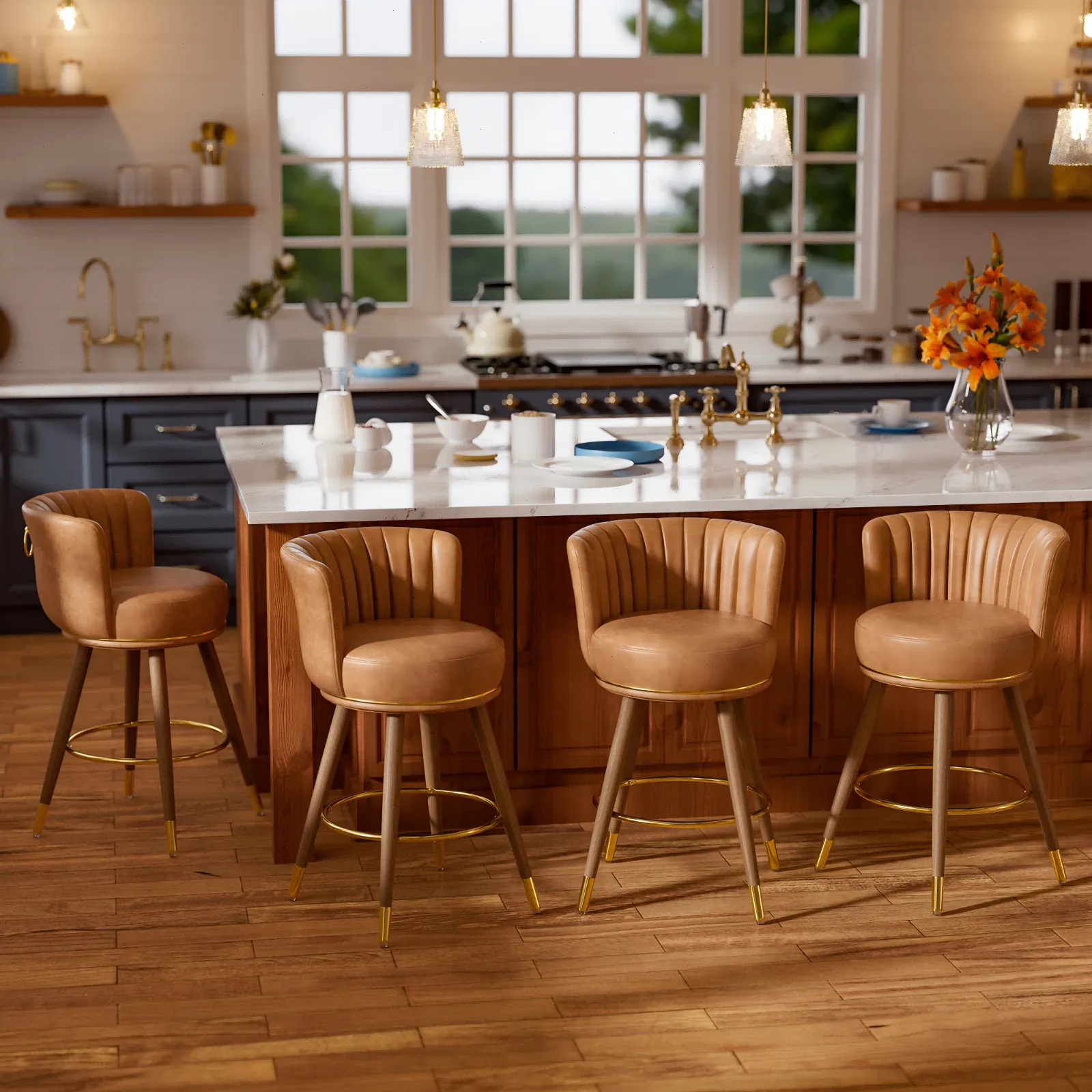 

26'' Bar Stools Set of 4 Dining Chair Counter Height Stools Swivel Bar Stools