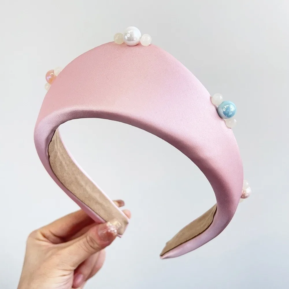 

Elegant Anti Slip Triangle Hairband British Style Wide Edge Hair Clip with Pearls Hairpin Headband Headwear Accessory