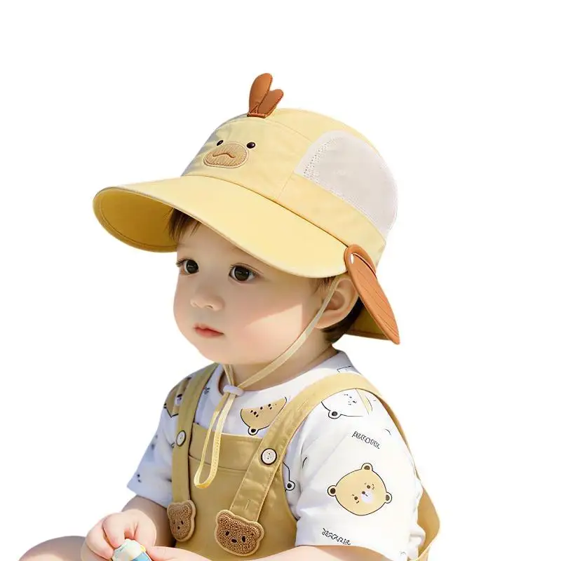 Cartoon-Sonnenschutz-Baby-Strandhut, niedlicher Bären- und Hasenohren-Hut für Jungen und Mädchen, atmungsaktiver Mesh-Panamahut für den Sommer im Freien – Detail 6