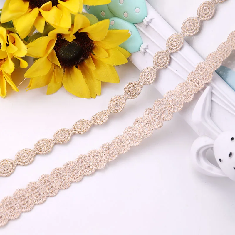 2yards Gold Line Small Petals Daisy Embroidery Lace Trim Ribbons Garment Accessories DIY African Lace Fabric 2022 High Quality