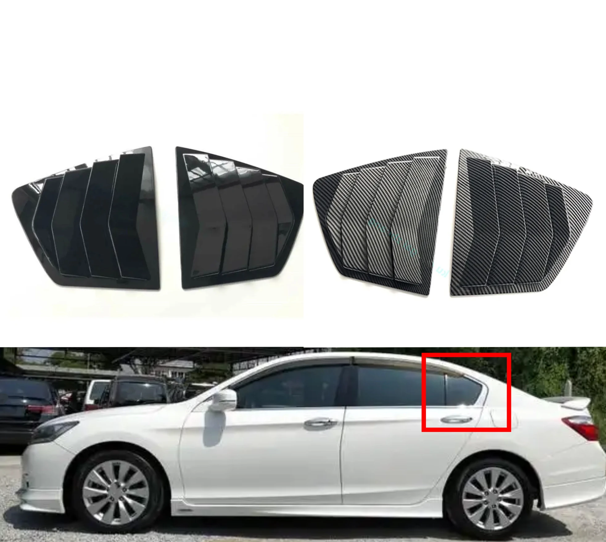 

Fit For Honda Accord 9th Sedan 2014-2017Car Rear Louver Window Side Shutter Cover Trim Sticker Vent Scoop ABS Carbon Fiber Black