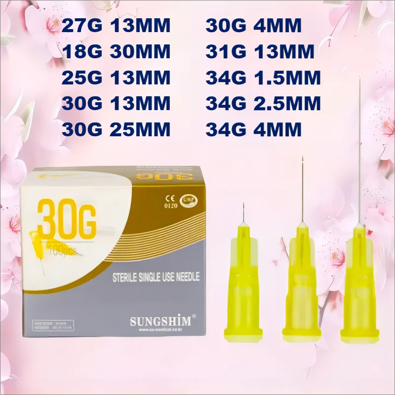 Disposable Plastic Medical Beauty30G, 18G,25G,27G,31G,32G,34G injeção subcutânea Pain-less Small Needle Sterile Injector Micro