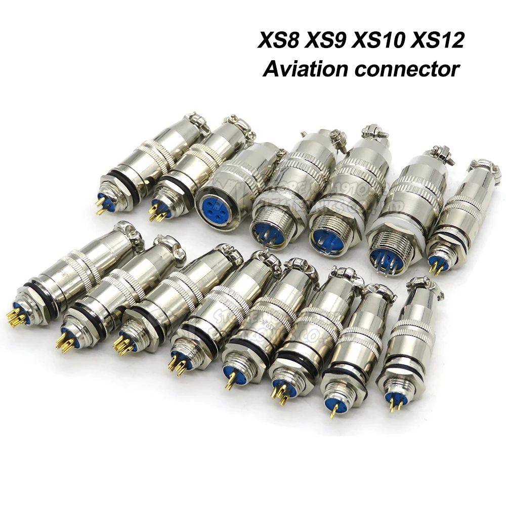 XS8 XS9 XS10 XS12 Aviation connector push-pull circular quick connector 2/3/4/5/6PIN 5P Gold plated contact Male and Female plug