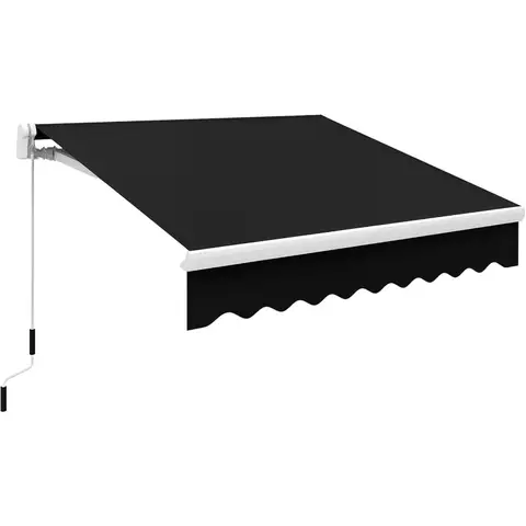 Outsunny 8' x 7' Patio Retractable Awning, Manual Exterior Sun Shade Deck Window Cover, Black