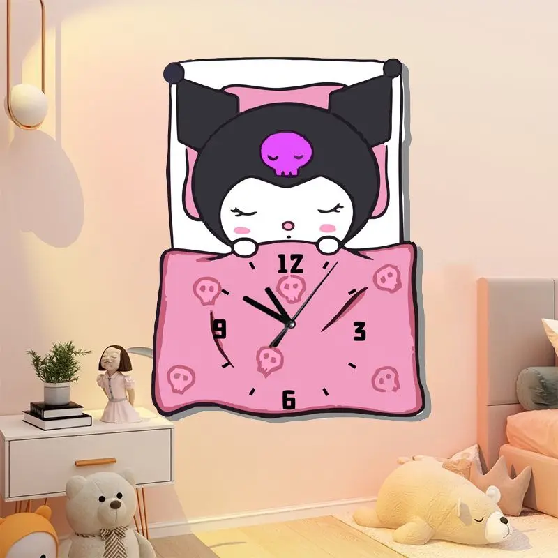 

Sanrio Kuromi Clocks Anime Cute My Melody Cartoon Clocks Kitchen Wall Mounting Kawaii Living Room Decoration Pendant Toys Girls