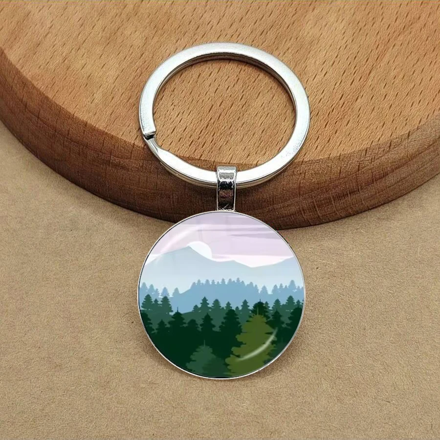Mountains, rivers, sunsets, natural environment, keychains, forests, glass keychains, love for nature