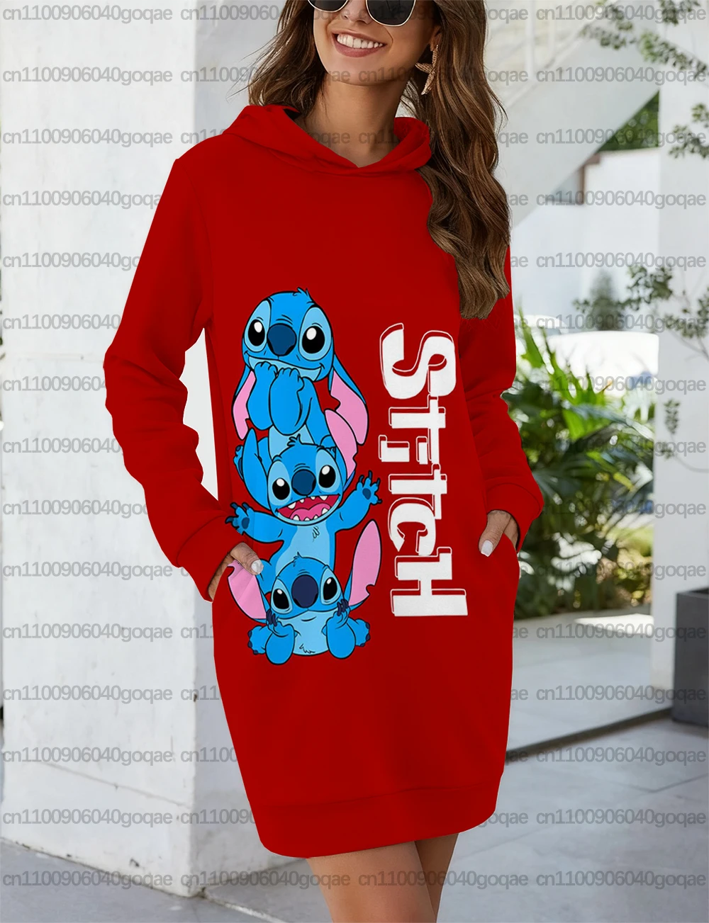 Robe à capuche pour femmes, avec dessin animé Disney Stitch, imprimé mignon et doux, à la mode, Style de rue, chemise de sport, tenue de fête, nouvelle collection