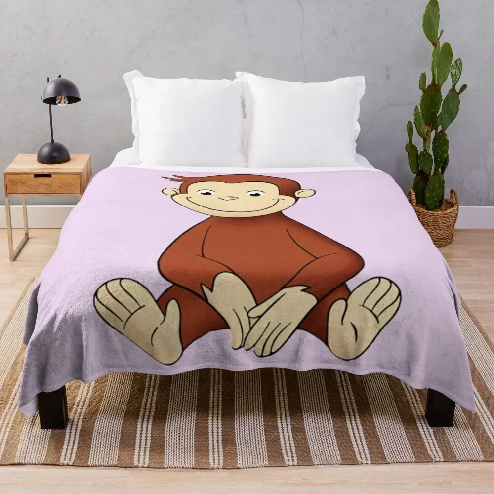 

monkey curious george Throw Blanket Anti Shedding Soft Fuzzy Blanket for Home