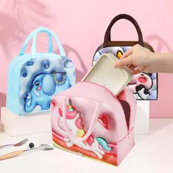 Borsa portatile stampata in 3D borsa isolata stampata in cartone animato adatta per conservare il pranzo