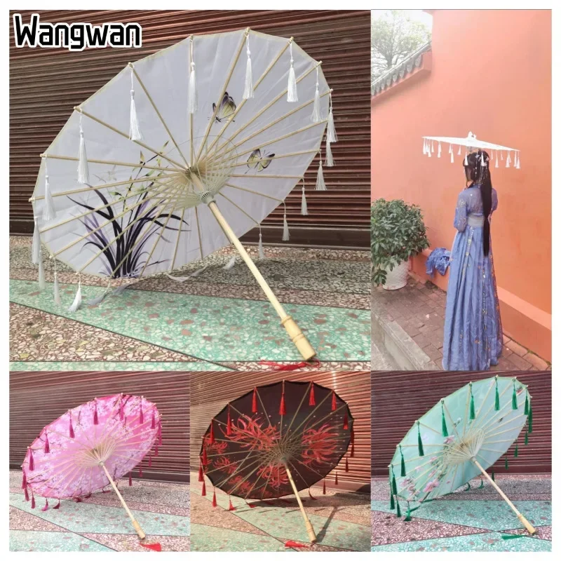 Tassel Umbrella Performance  Ancient Hanfu Photography Props Dance Craft Umbrella Decoration for Women Paraguas  Umbrella Clear