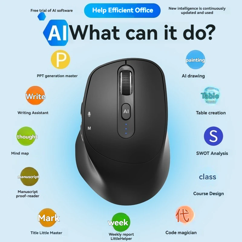 V13 AI Mouse Custom 2.4G Bluetooth Intelligent Voice Controlled Translation Writing 1600dpi for E-sports Keyboard Accessories