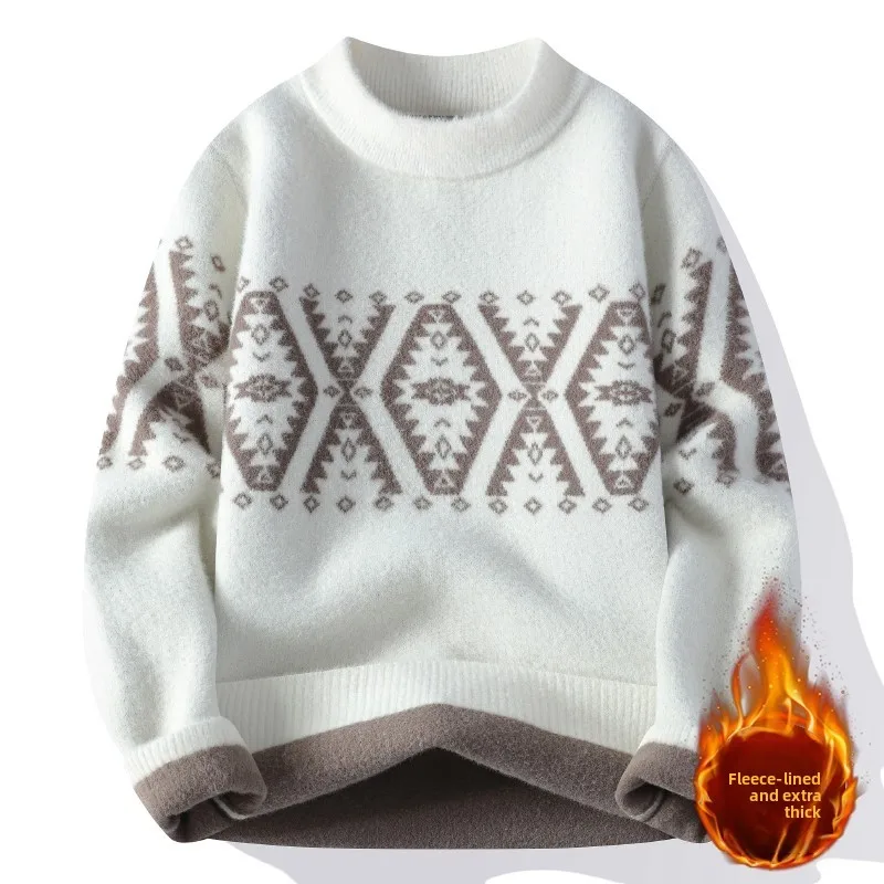 

Осенне-зимний мужской повседневный модный универсальный вязаный свитер в этническом стиле для молодежи, для активного отдыха и дома
