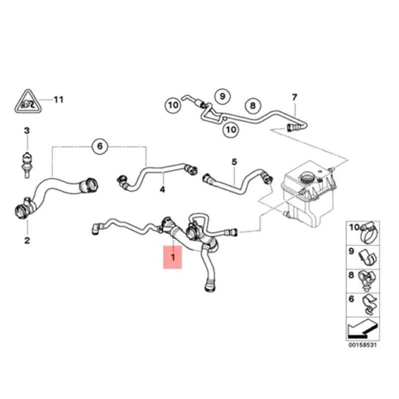 

Car Upper Radiator Hose Coolant Hose Accessory Part For BMW X5 E53 Water Pipe 17127526856
