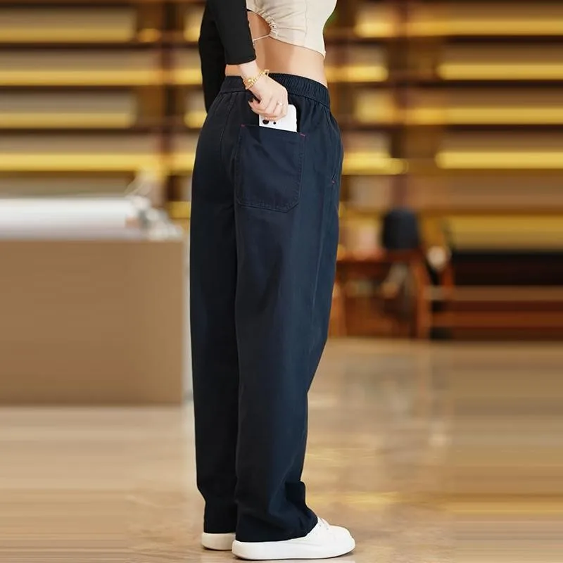 Men's Casual Cotton Pants Fall 2025 Loose Straight Leg  Color Versatile Comfortable Wear Resistant Wide Leg Pants