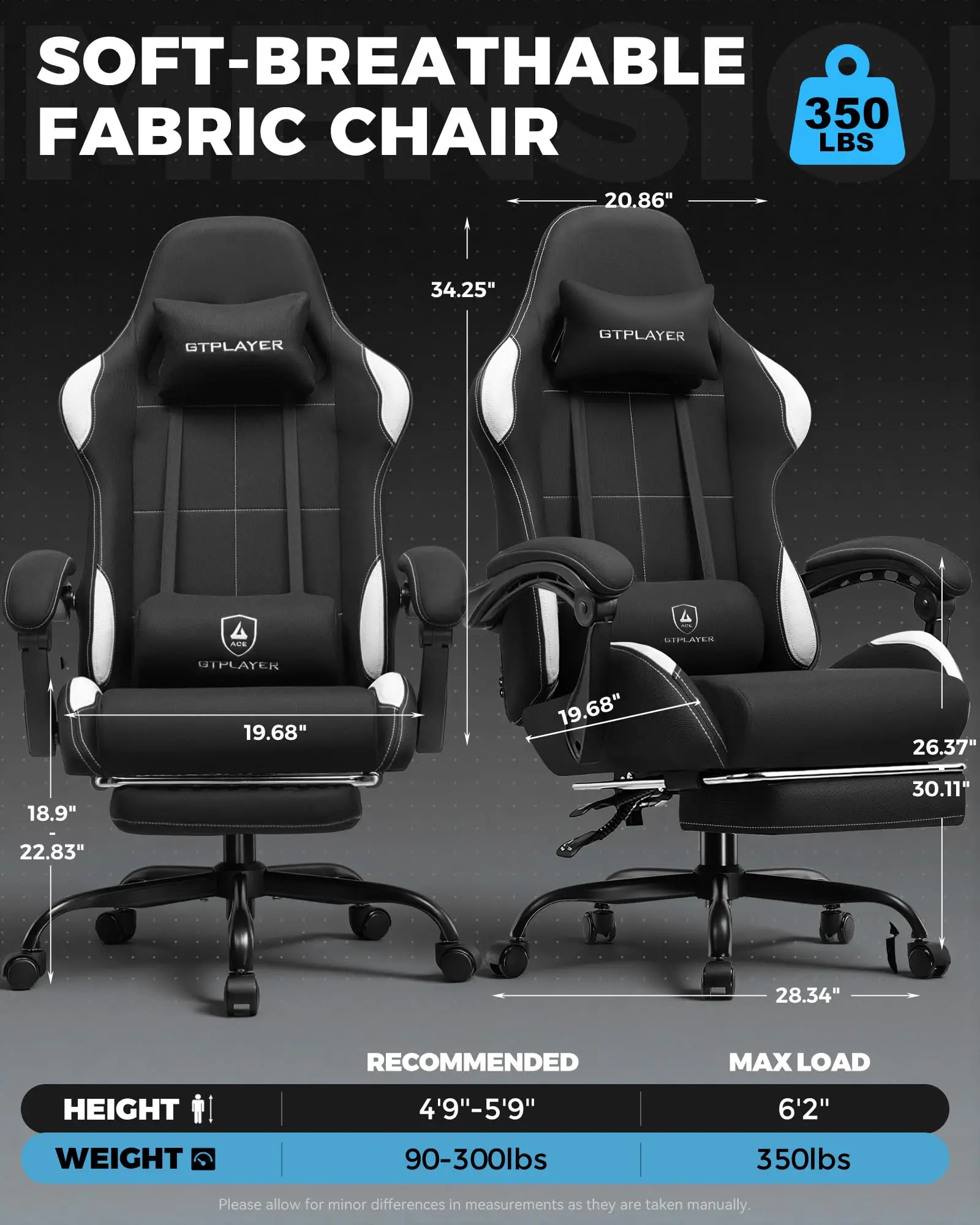 Gaming Chair Fabric with Pocket Spring Cushion,Computer Office Chair with Lumbar Support for Adults Linkage Armrests