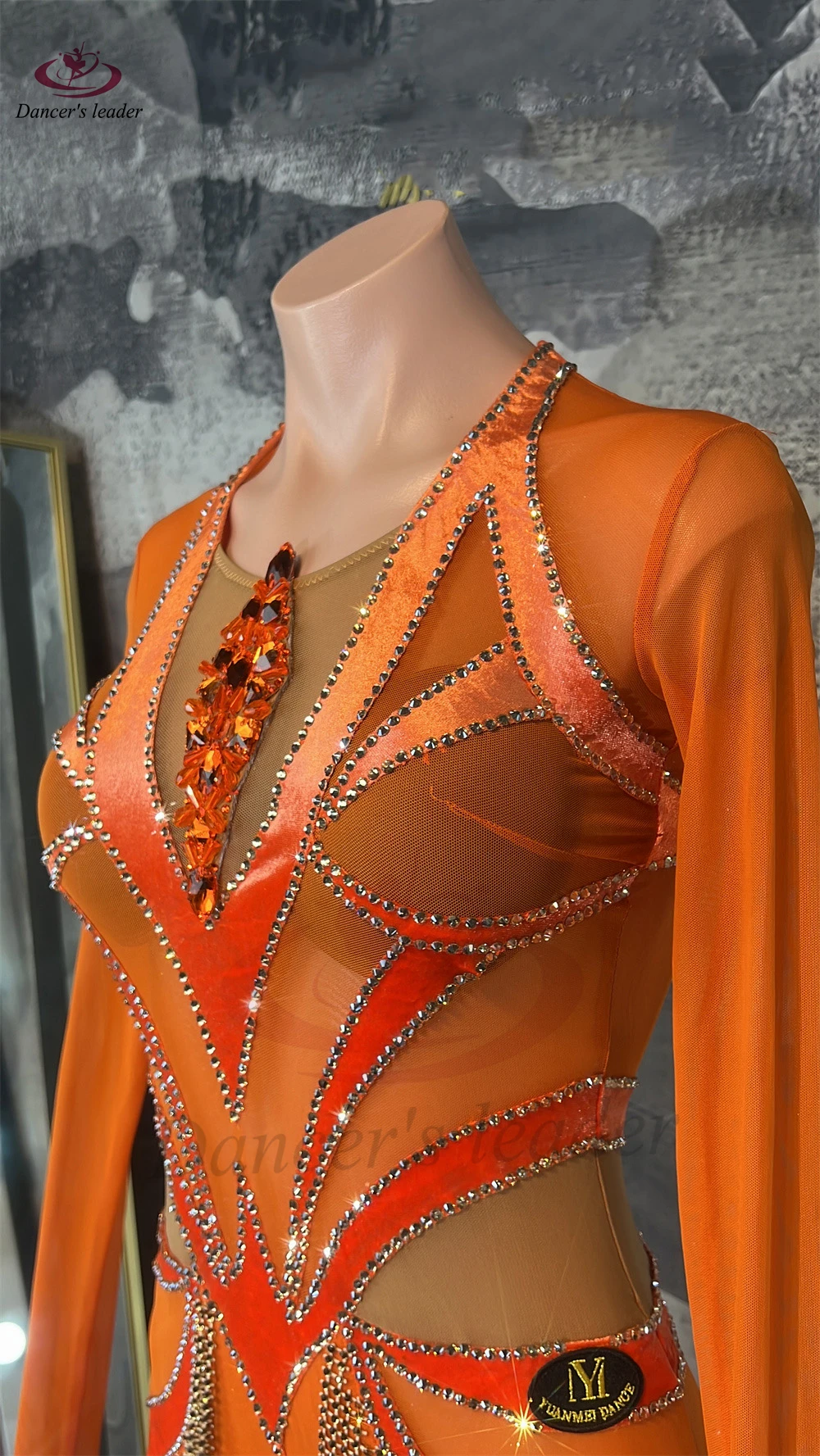 Dança latina ab pedra feminino adulto crianças high end personalizado ouro borla emenda malha preto piscina samba vestido