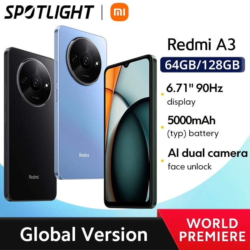 

Смартфон Xiaomi Redmi A3 90Hz 6.71 с точечным дисплеем Helio G36 5000 мАч аккумулятор