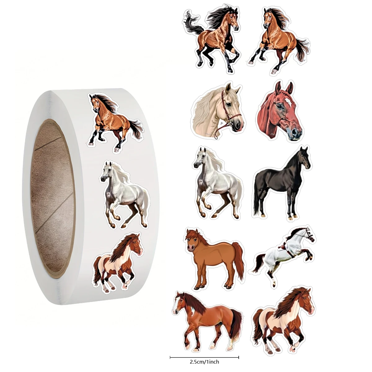 500pcs Cartoon Animal Roll Stickers Bee horse dog hen frog unicorn Notebook Stickers Waterproof Self-Adhesive Paper