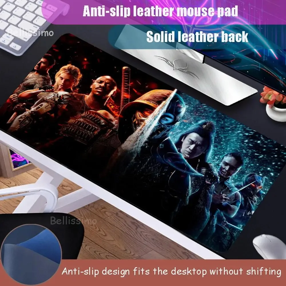 M_mortal K_kombat Large Gaming Pu Leather Mouse Pad Gamer Laptop Mouse Mat Computer Mousepad  Office Carpet Keyboard Desk Pad