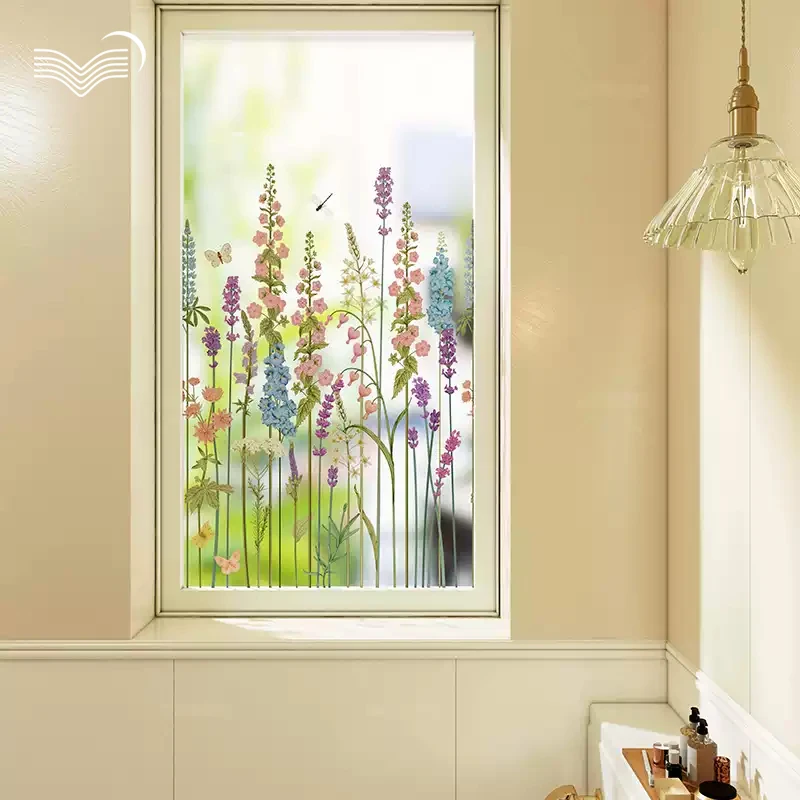Wild Floral Privacy-protection Window Film Anti-peep Glass Sticker Decor Decal For Bathroom Shower Door Balcony Window