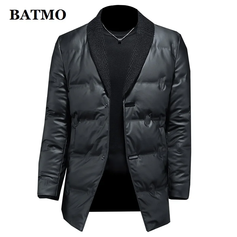 BATMO 2024 new arrival winter 90% white duck down jackets men,male warm thicked leather coat, overcoat 2288