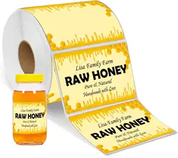 Direct Thermal Labels Stickers Honey Themed Labels 2 Inch Honey Jars Bottles Labels Valentine's Day Personalized Labels 250 Pcs