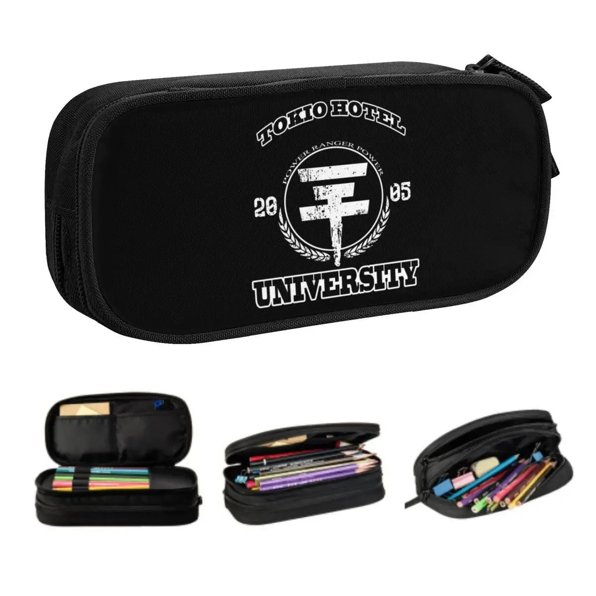 Kawaii The Band Tokio Hotel Logo Pencil Cases for Boys Gilrs Custom Large Capacity Pen Box Bag Stationery