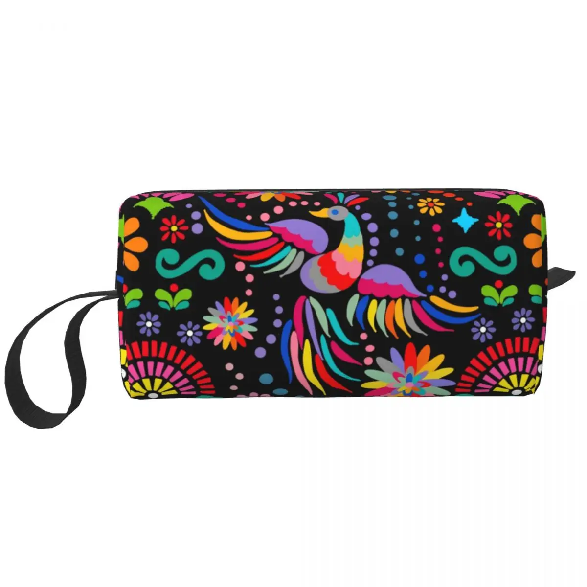 Custom Mexican Floral Flower Textile Toiletry Bag for Colorful Embroidery Cosmetic Makeup Lady Beauty Storage Dopp Kit Case