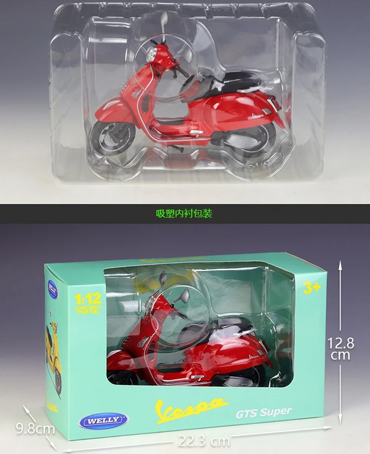 

Welly 1:12 Vespa GTS Super 2020 Diecast Scooter Model Replica Collectible Metal Toy Gift For Adults Kids Home Decoration Piece