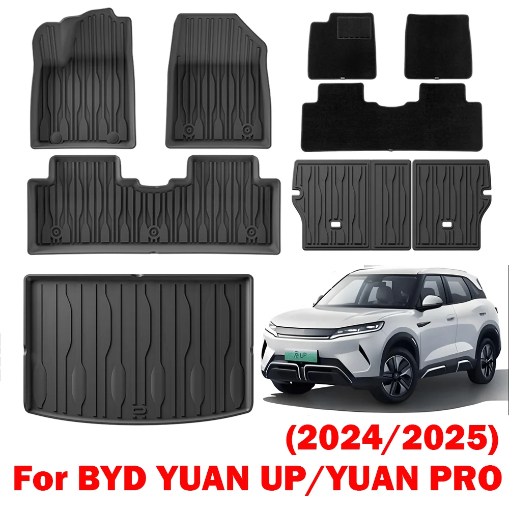 

for BYD Yuan Pro/ Yuan UP 2024 2025 Car Floor Mats Cargo Liner Trunk Pad TPE 3D Foot Mat Left Rudder Waterproof Set BLACK