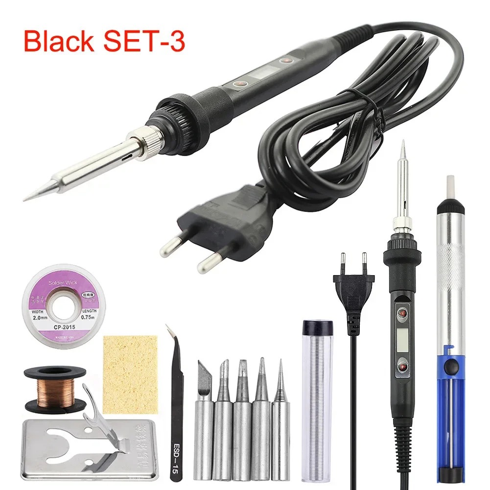 

Adjustable temperature digital display soldering iron 80W 220V/110V LCD soldering iron welding repair tool