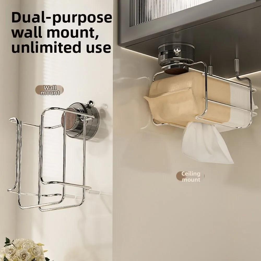 Wall-mounted Suction Cup Toilet Paper Rack Suction Cup Punch-Free Wet Tissue Holder Waterproof Space Saving