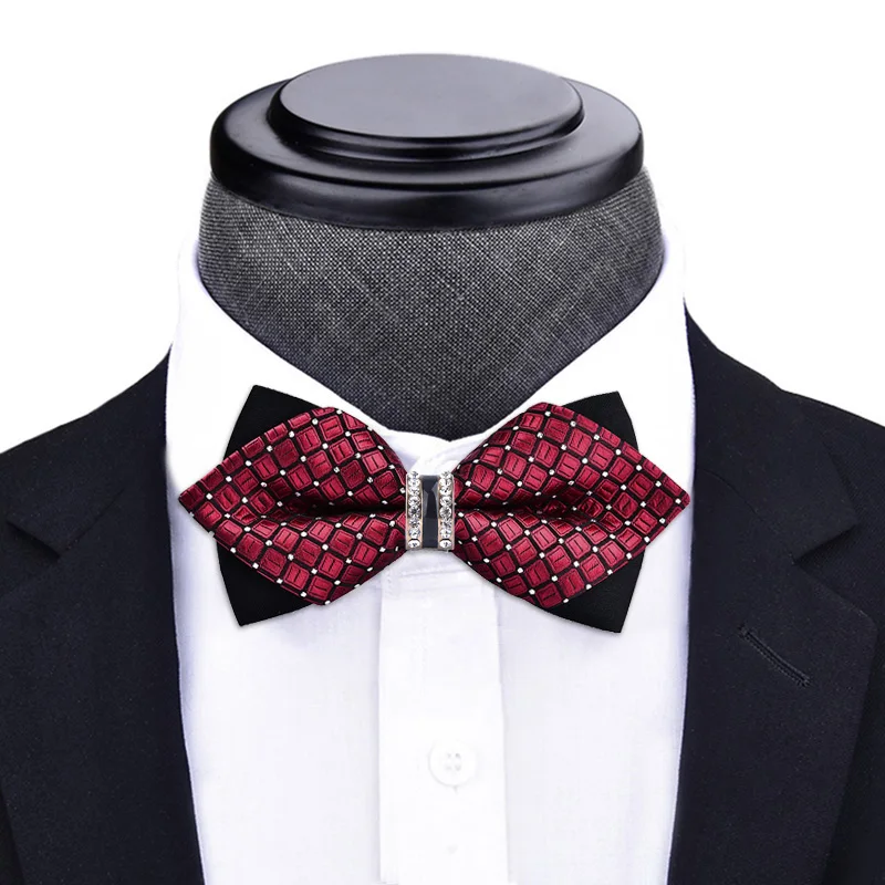 1Piece Bow Tie Bling Crystal Metal Decoration Sharp Corners Butterfly Knot Men's Accessories Wedding Party Banquet Club Business