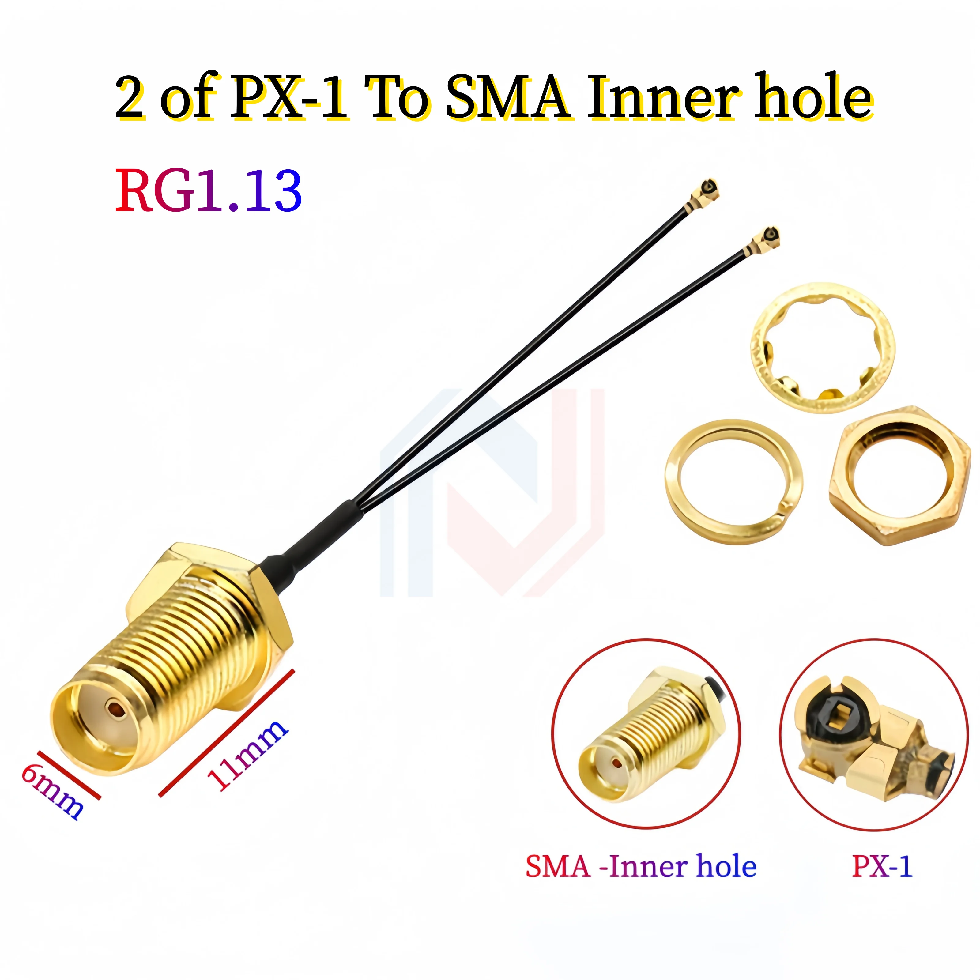 1To2 SMA Splitter Cable SMA Female to 2 x u.FL MHF Female RG1.13/0.81MM Pigtail Jumper WIFI Antenna Extension Coaxial Cable