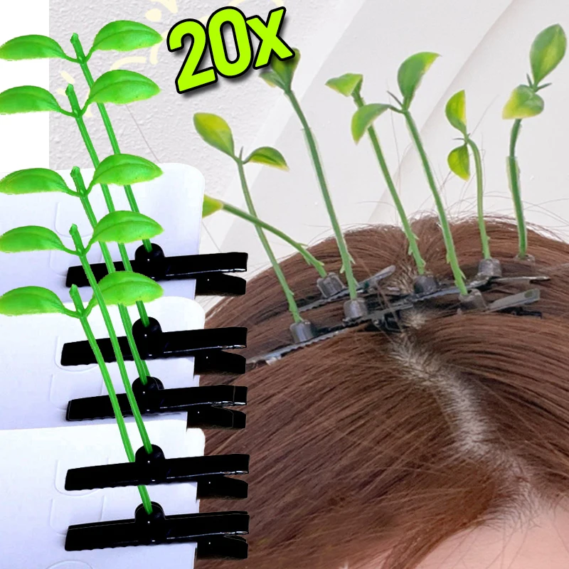 

5/20 шт., милые забавные заколки для волос в виде растений, заколки для волос, выращивание на их головы, заколка для волос с маленькой травой, корейские головные уборы для детей и девочек