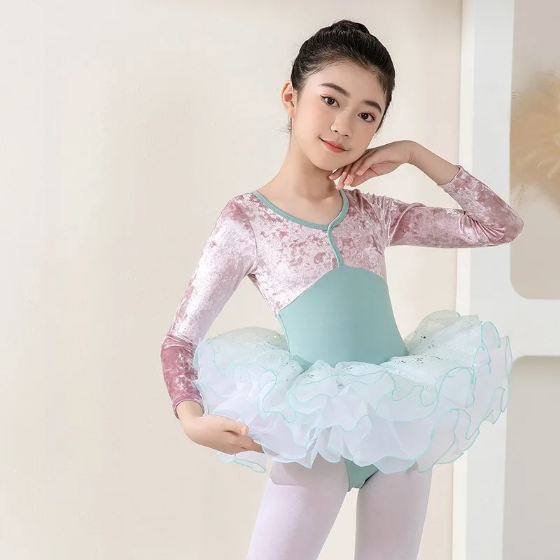 Summer Theeper Ballet Leotard Gymnastics Set Breathable Dancewear Green & Pink Training Exam Practice Stage Performance Costume