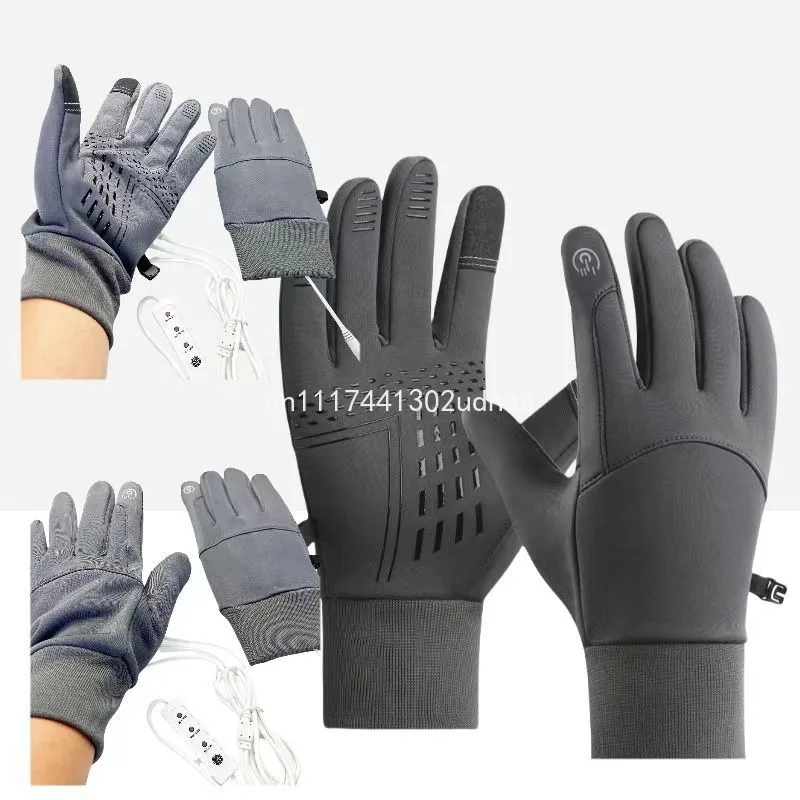 USB Heated Gloves, Touchscreen Waterproof Warm Electric Heating Gloves