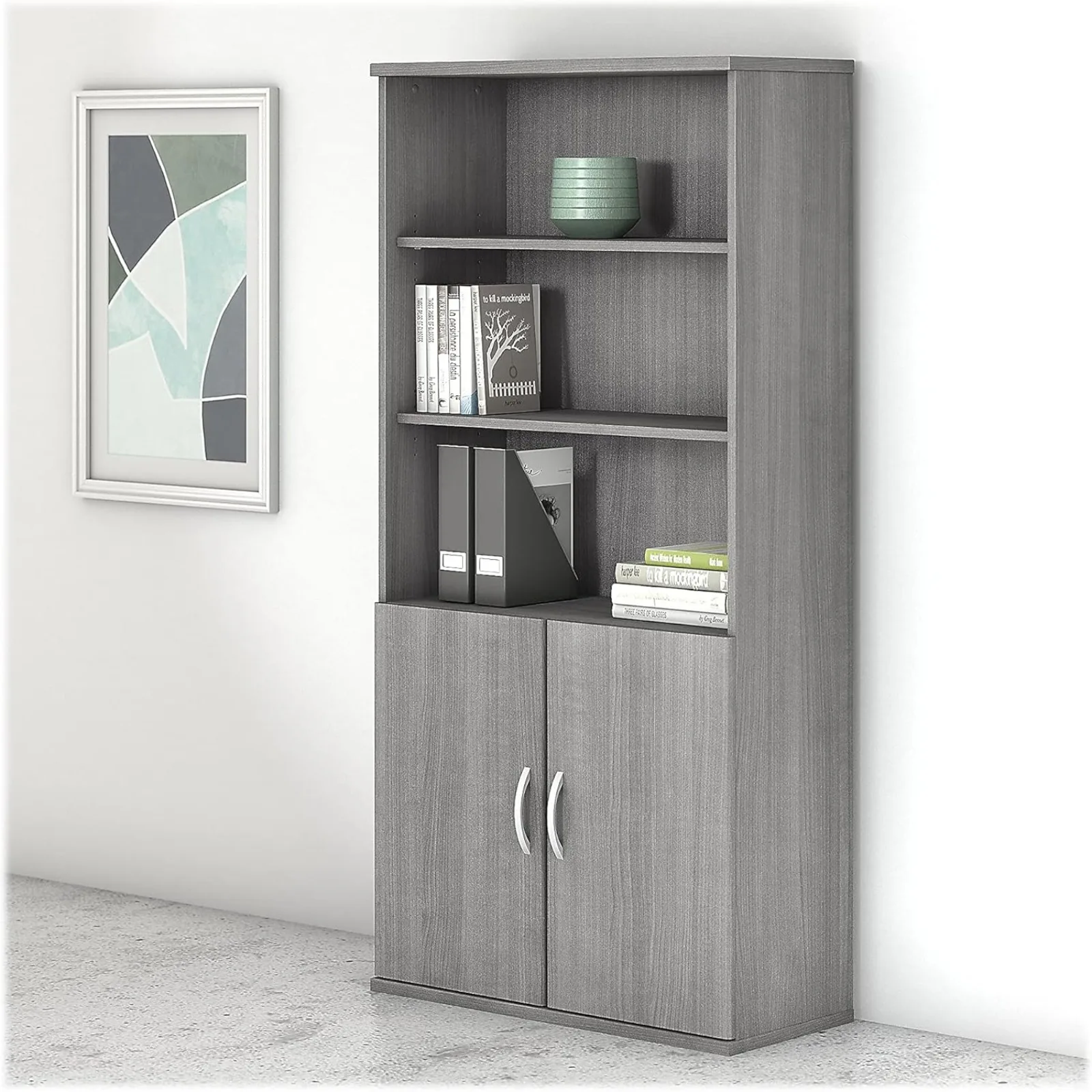 US Bush STC015PG Studio C 5-Shelf 73-Inch H Bookcase, Platinum Gray