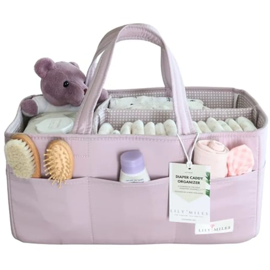 

Baby Diaper Caddy Organizer Wipeable Diaper Organizer Basket with 8 Pockets for Newborn Essentials Baby Shower Gifts Nursery To