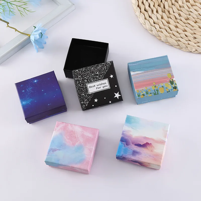 Gradient Color Jewelry Box Party Gift Packaging  Ring Bracelet Necklace Pendant Storage Box  Engagement Jewelry Organizer