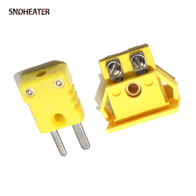 SNDHEATER Type K T J RS Thermocouple Plug Socket Male Female Temperature Measuring Accesory Yellow Mini Connector Sensor 1PC