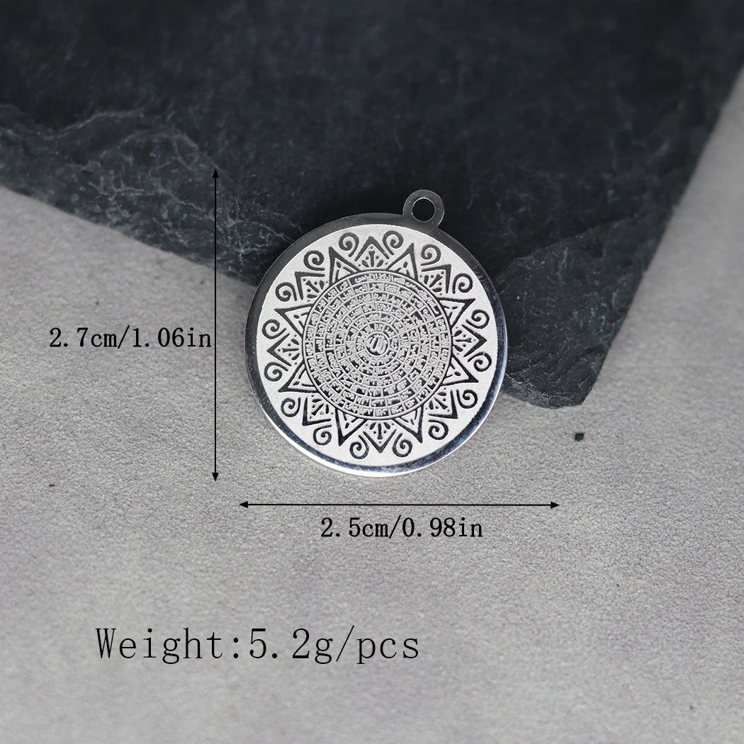 2pcs Trendy Men's Necklace Asmaulhusna Islamic Rune Flower of Life Stainless Steel Pendant Charms for Jewelry Making Accessories