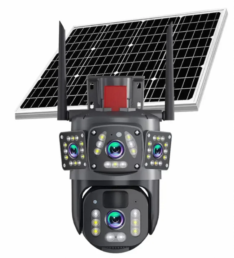 V380PRO 1080P Card 32G PTZ camera 4G Three eyes and two pictures outdoor solar closed circuit TV solar camera