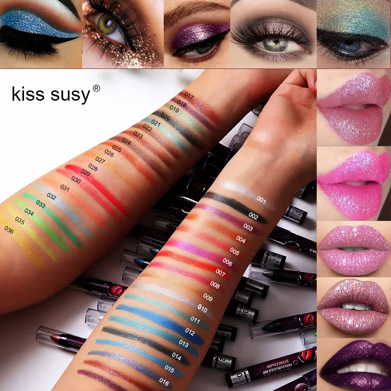 36 Color EyeShadow Pen Waterproof Long Lasting 2 In 1 Eye Shadow Stick Lip Makeup Pen Glitter Shimmer Eye Makeup Cosmetics women