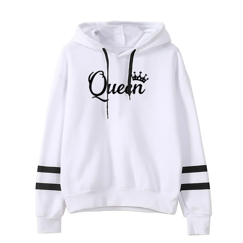 New Women's Casual Double Striped Decorative Hoodie Letter Print Pullover Loose Sweatshirt 2024 Autumn And Winter S-2XL